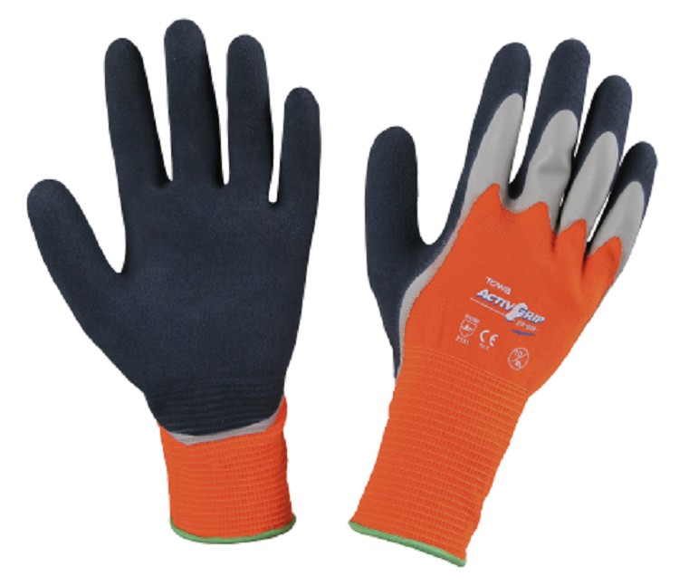 Fijngebreide handschoen van polyester/katoen. Slijtvast, handrug vrij van latex, handpalm met Microfinish, hierdoor bijzonder veel grip, zeer goede vingergevoeligheid, actief ademend.