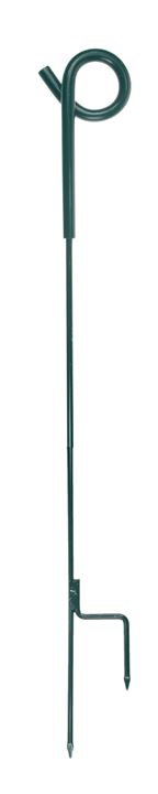 Krulstaartpaal 8mm dik met groene poedercoating. Lengte 105 cm en max. afrasteringshoogte 85 cm.