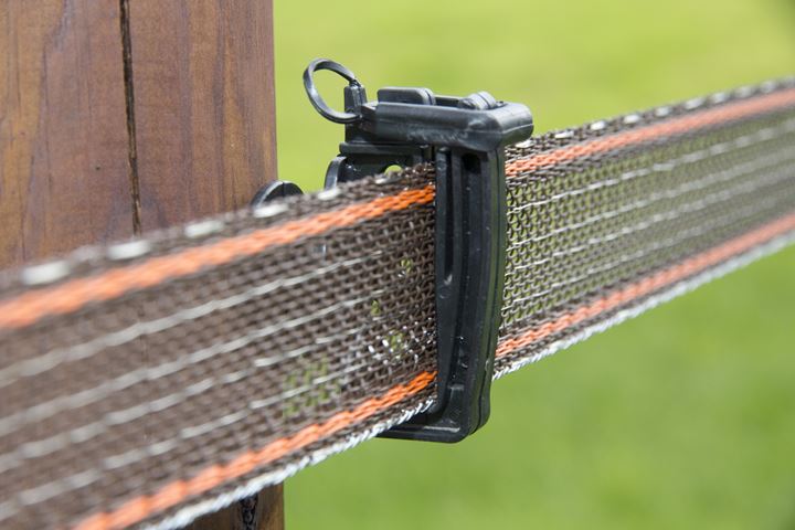 Lintisolator voor snelle montage van het lint op tussenpalen. Geschikt voor houten palen