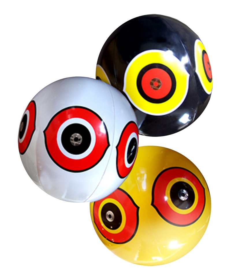 Schrikballon voor het verjagen van vogels. Kan zowel binnen als  buiten geplaatst worden Verkrijgbaar in de kleuren wit, zwart en geel.