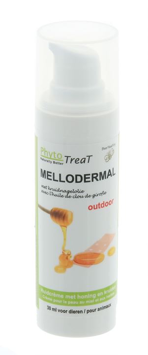 Mellodermal ondersteunt het natuurlijke herstel van de ruwe of beschadigde huid van uw huisdier.