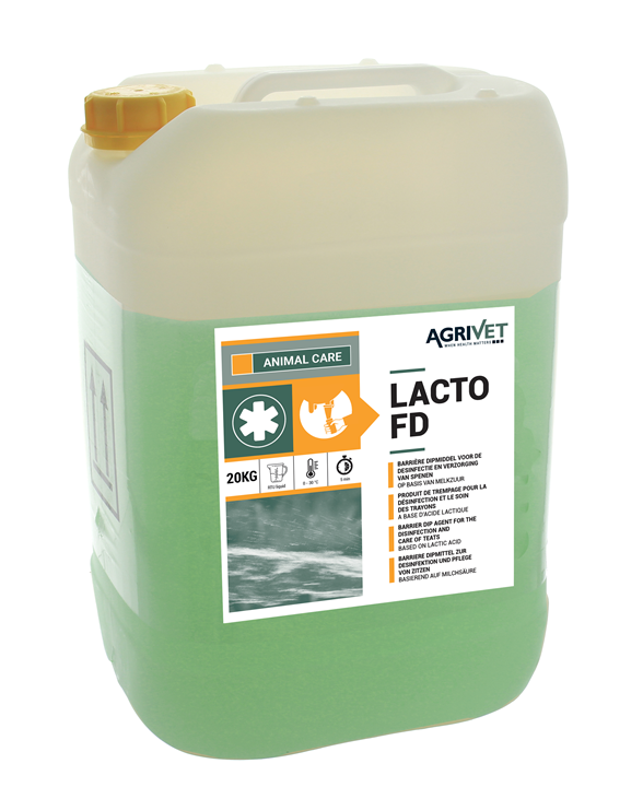 Agrivet Lacto FD Dip is een filmvormende uierdip op basis van melkzuur.
Gebruik na het melken.
Kant-en-klare oplossing voor uierhygiëne in de veehouderij.