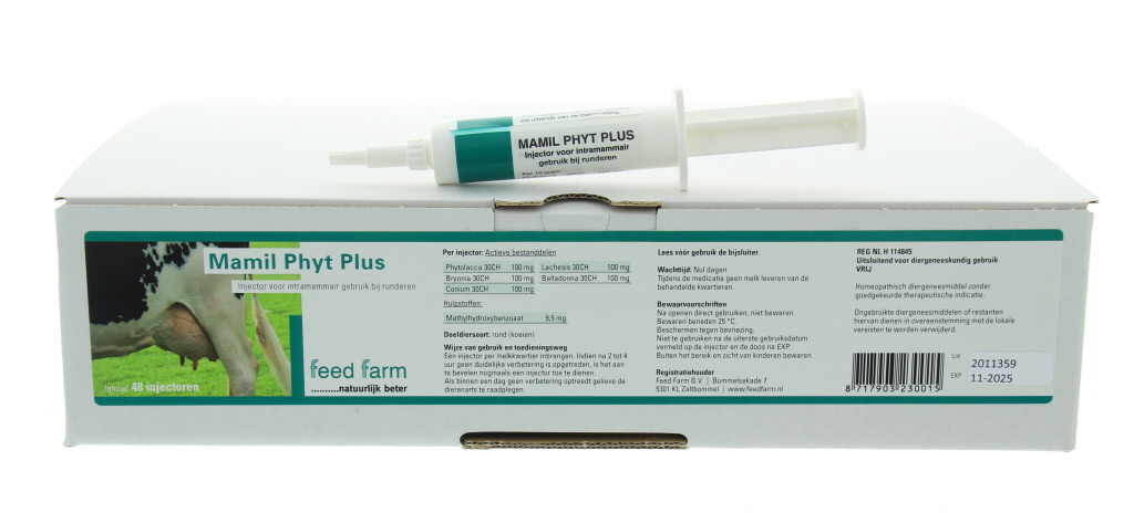 Injector voor intramammair gebruik voor runderen.