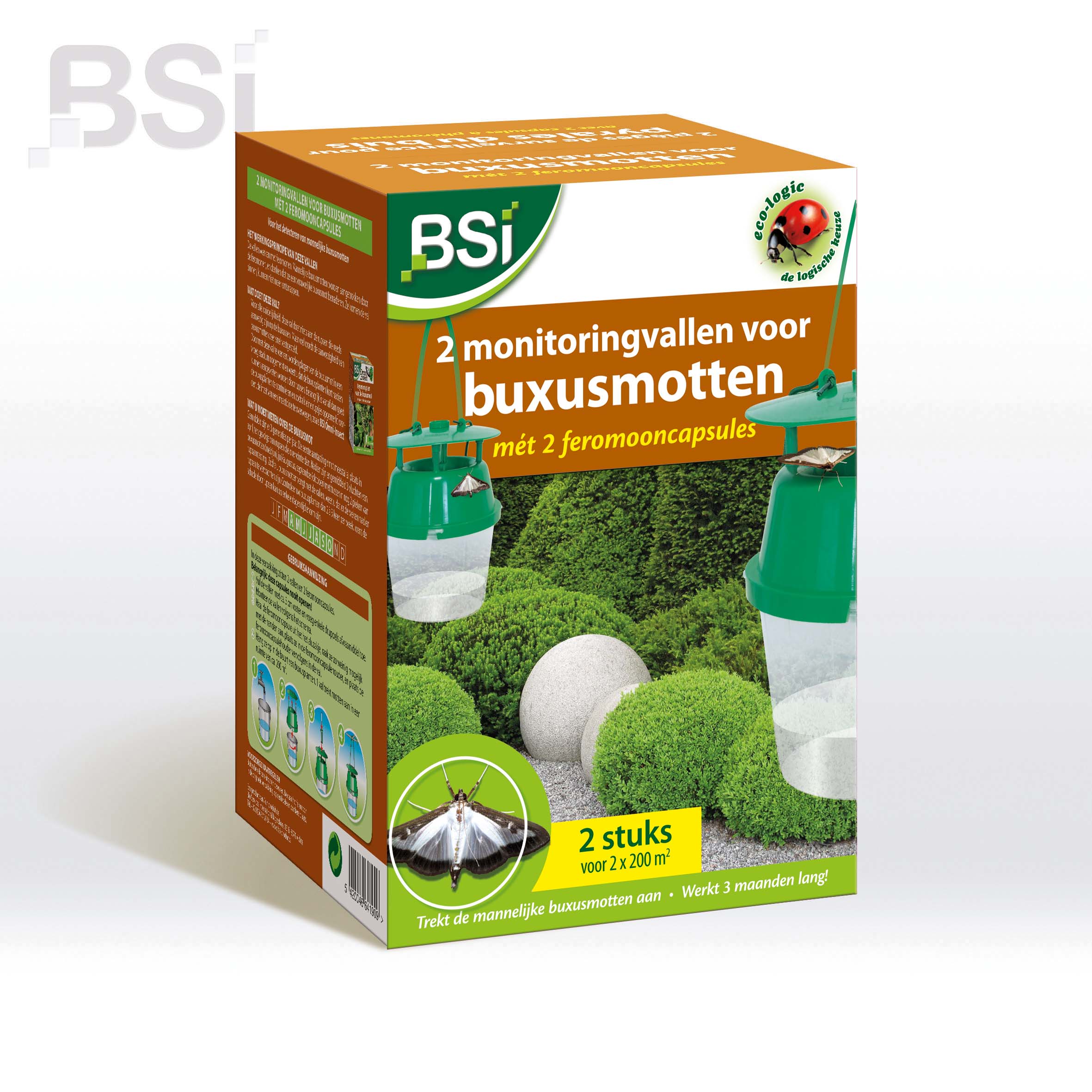 2 vallen met feromonen voor het vangen van buxusmotten.