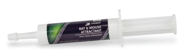 Een kant-en-klaar niet-toxisch aas voor ratten- en muizenvallen, geleverd in een handige dispenser in spuitvorm.