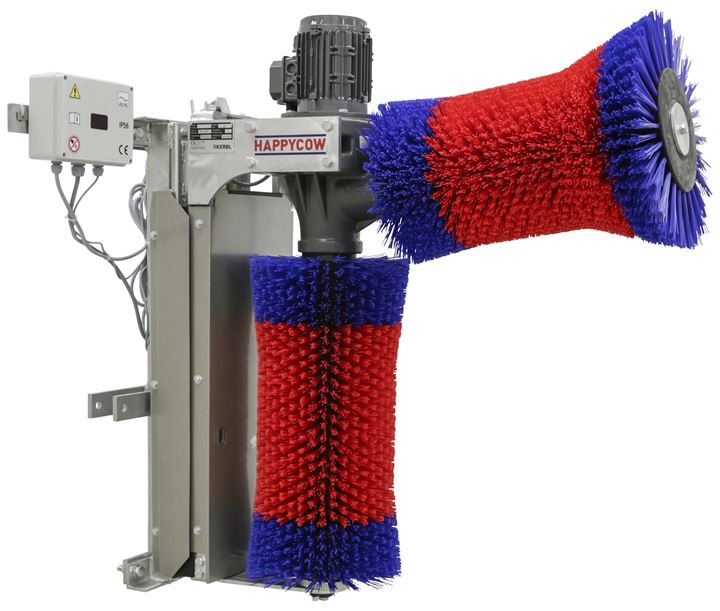 Automatische koeborstel met twee borstels
