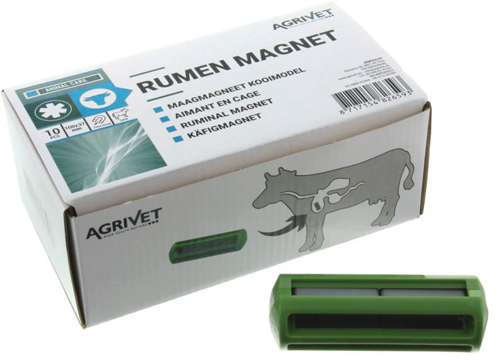 Een sterke maagmagneet om aanwezig scherp (zwerfvuil) in de maag aan te trekken en verwondingen te voorkomen.