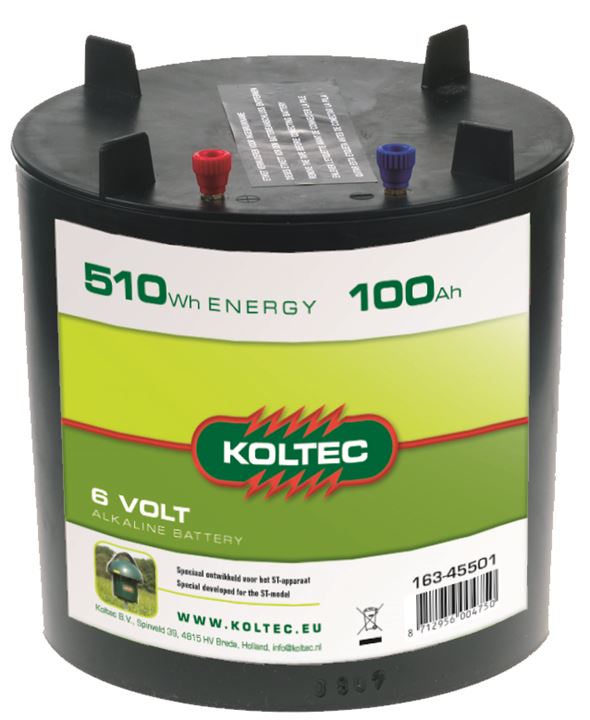6 Volt - 510 Wh (100 Ah) Alkaline Rond ! Deze batterij is speciaal ontwikkelt voor de ST (Paddenstoel)