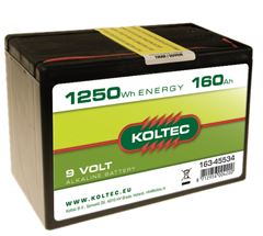 Batterij 9 volt 1250 WH 160 AH, Alka