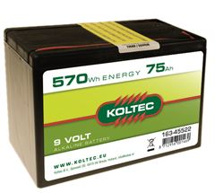 Batterij 9 volt 570 WH 75 AH, Alka