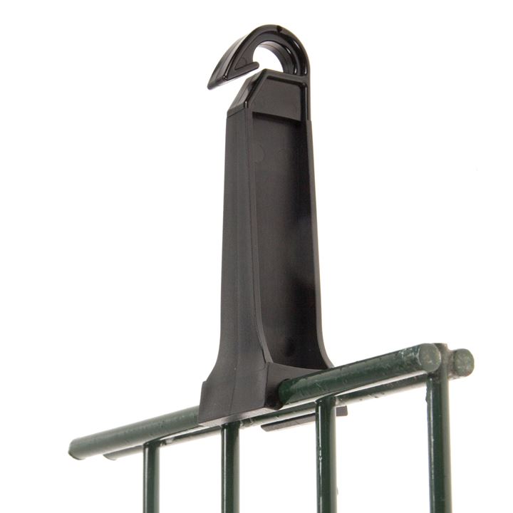 Hekwerk-topisolator voor draadpanelen van 6 mm, kan eenvoudig boven op het paneel geklikt worden.