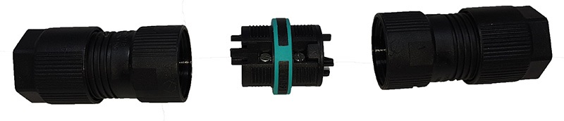 Waterdichte connector om hoogspanningskabel ondergronds mee te verbinden.