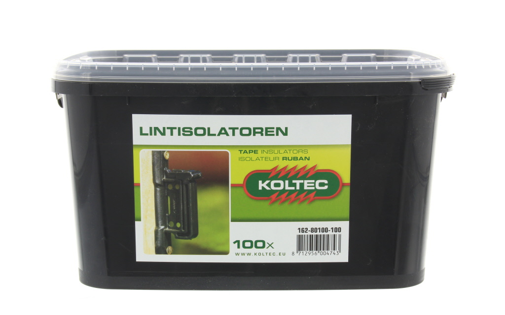 Lintisolator voor montage van het lint op tussenpalen, geschikt voor lint tot 40 mm, geleverd in een emmer.