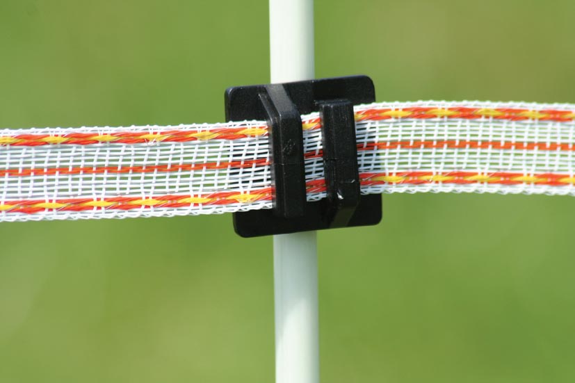 Klikisolatoren, zwart, voor draad & Lint tot 20 mm. Voor ronde palen van 10 mm