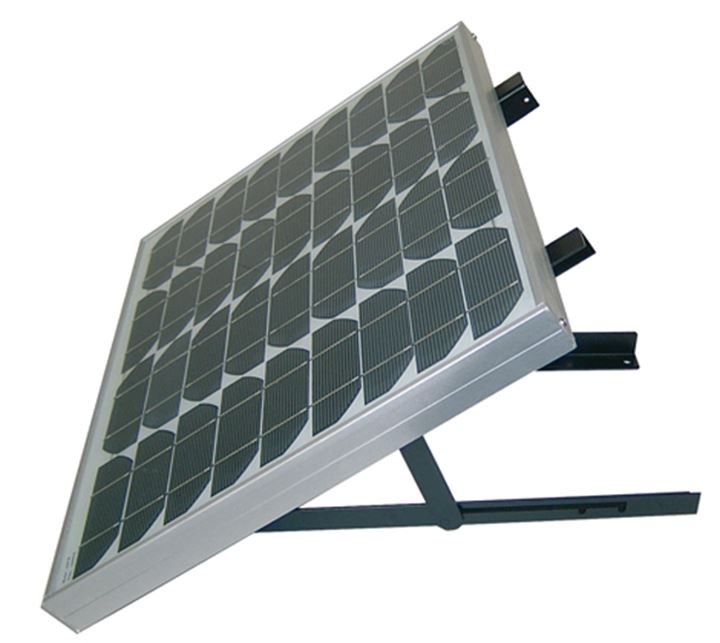 Set van 2 beugels om de grote 30 en 45 Watt zonnepanelen aan een muur of op een dak te monteren.