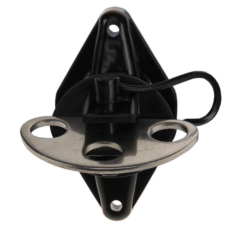 Penslotisolator met rvs/inox verbindingsplaat. Wordt geleverd inclusief montageschroeven en draadverbinder.