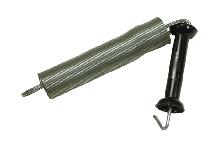 Verzinkte spiraalveer (max 5mtr) met gemonteerde zwarte KOLTEC poortgreep. LET OP: Niet geschikt voor paarden!