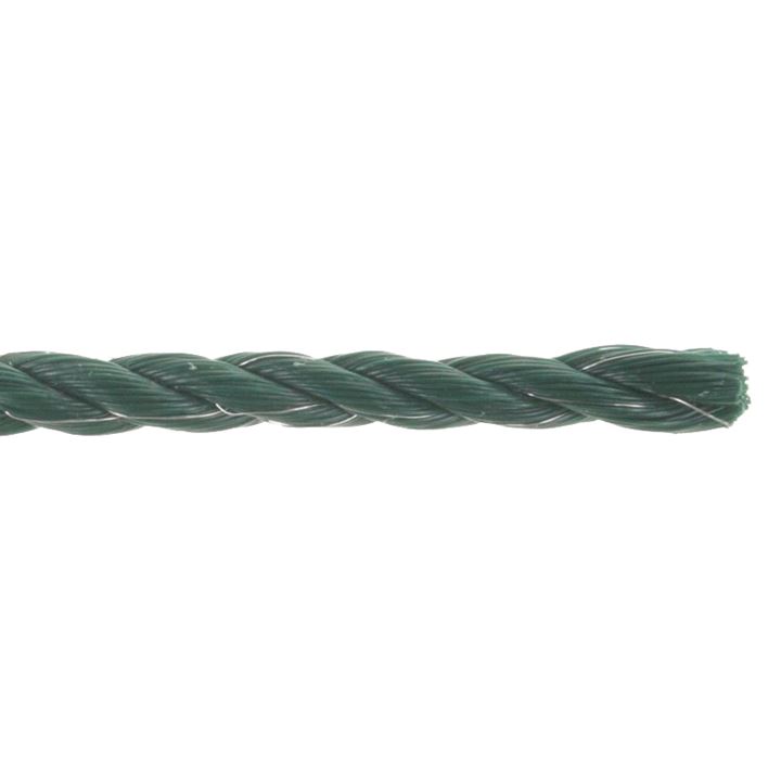 TipTop koord, groen, 200 mtr 6 mm, PE-Mono 6*0,2 mm RVS/INOX, breekkracht 600 kg, weerstand 4,41 Ohm/mtr
