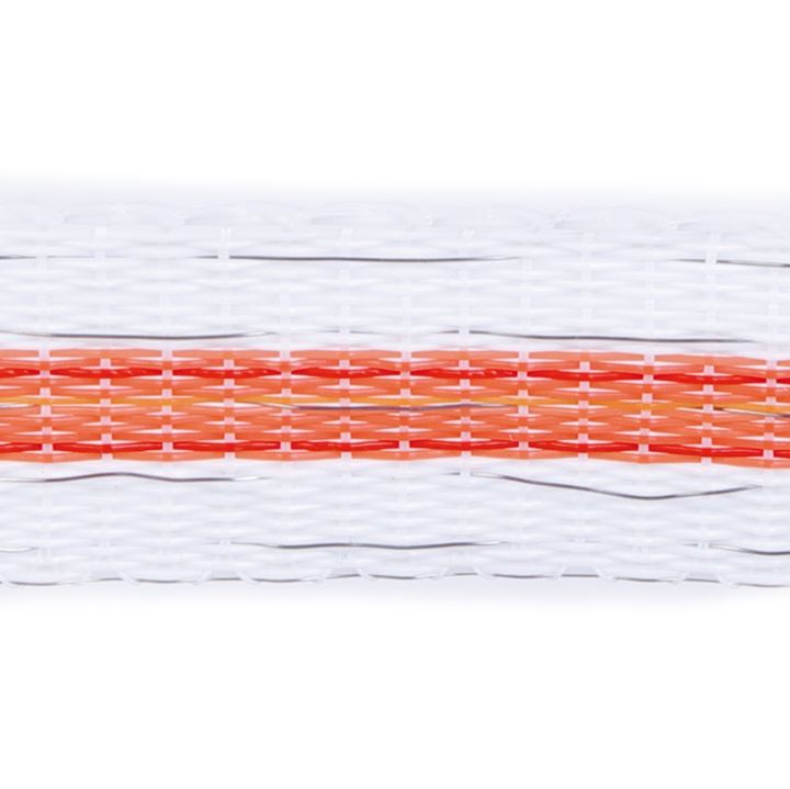 TipTop lint, 200 mtr 40 mm, PE 14*0,2 mm RVS/INOX, breekkracht 275 kg, weerstand 1,69 Ohm/mtr