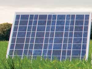 45 Watt zonnepaneel geschikt voor de voeding / lading van accu's van accuapparaten of andere rand apparatuur met een max. verbuik van 450 mA.