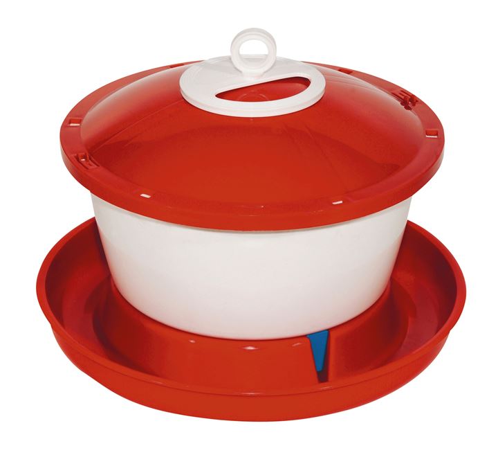 Drinkbak met automatische waterstroom, geschikt om op te hangen.
