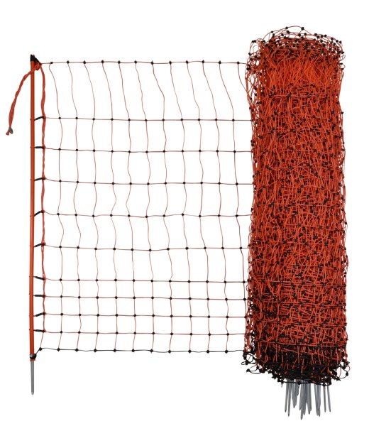Pluimveenet 50m 106cm dubbele pen oranje