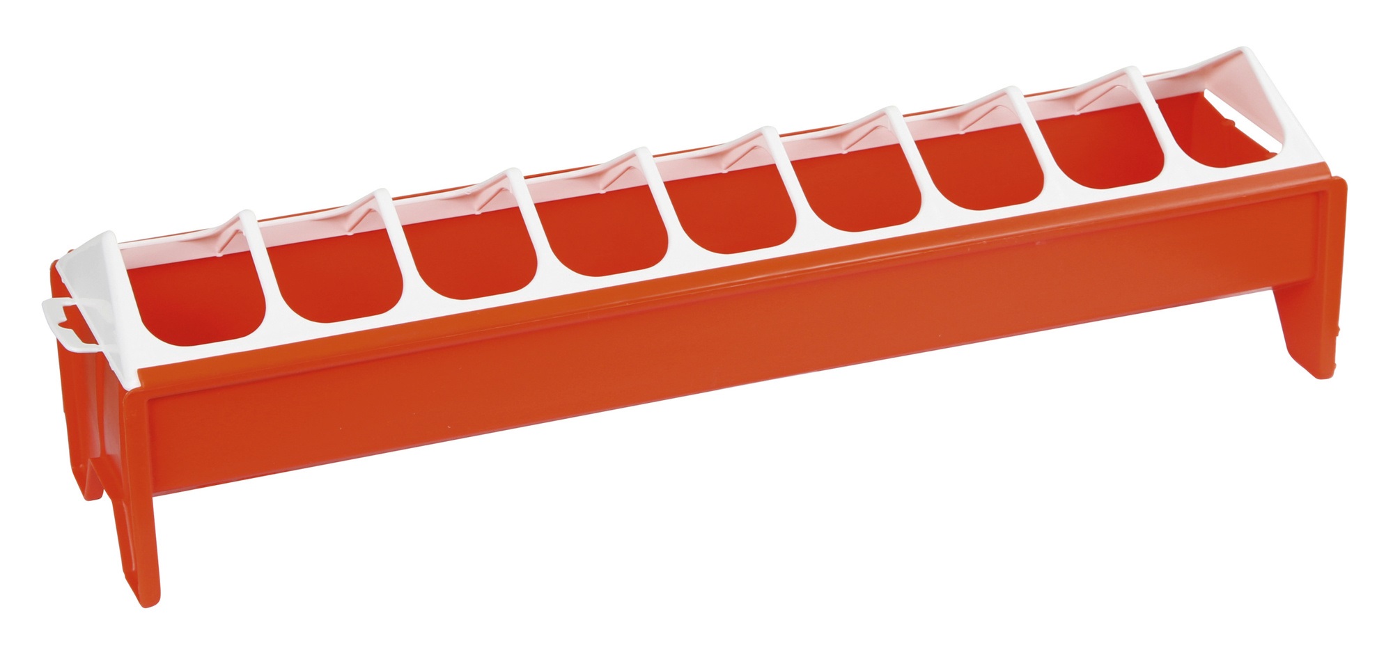 Plastic voedertrog.