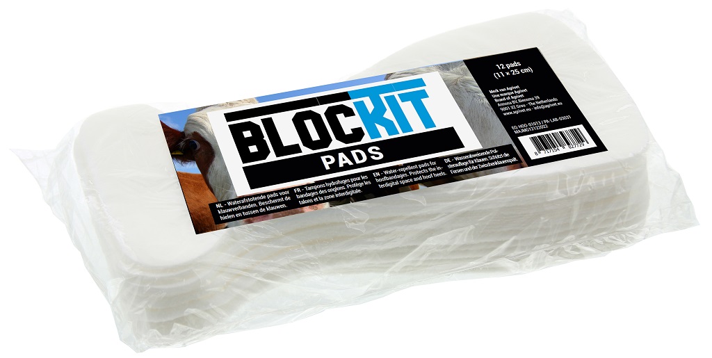 De pads zijn speciaal gevormde, absorberende wondkompressen voor de verzorging en bescherming van koeienklauwen.