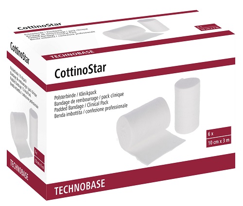 Gewatteerde zwachtel Cottino-Star. Opgerolde verbandwatten voor het individueel opvullen van verbanden