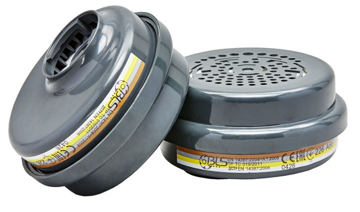 ABE1P3 filter BLS beschermt tegen organische, niet-organische en zure gassen en dampen, klasse 1 en stof.