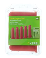 Kalverspeen rood X gat, 10cm 5st blister