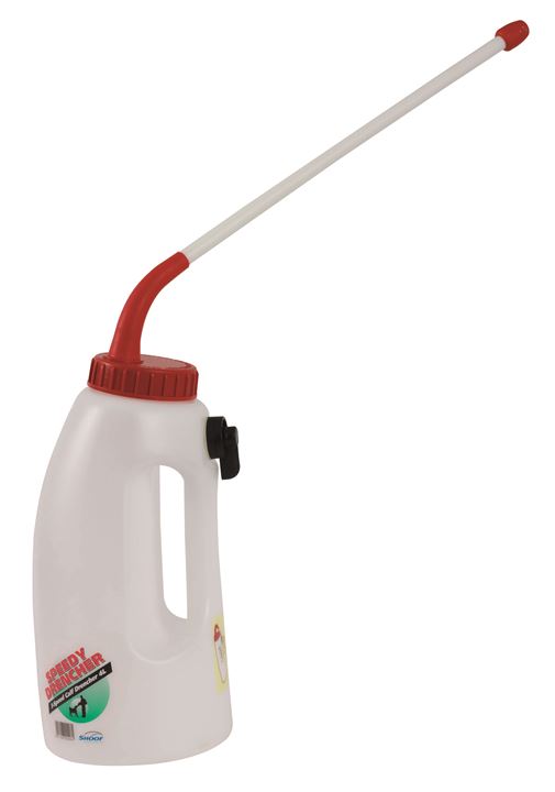 Ingeeffles met een sonde van 48cm. Voor het ingeven van b.v. melk bij kalveren. Met ventiel. Grote vulmond voor gemakkelijk vullen en reinigen.