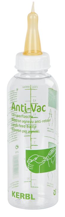 Anti vacuüm lammeren drink fles voor het gemakkelijk toe dienen van biest of lammeren melk.