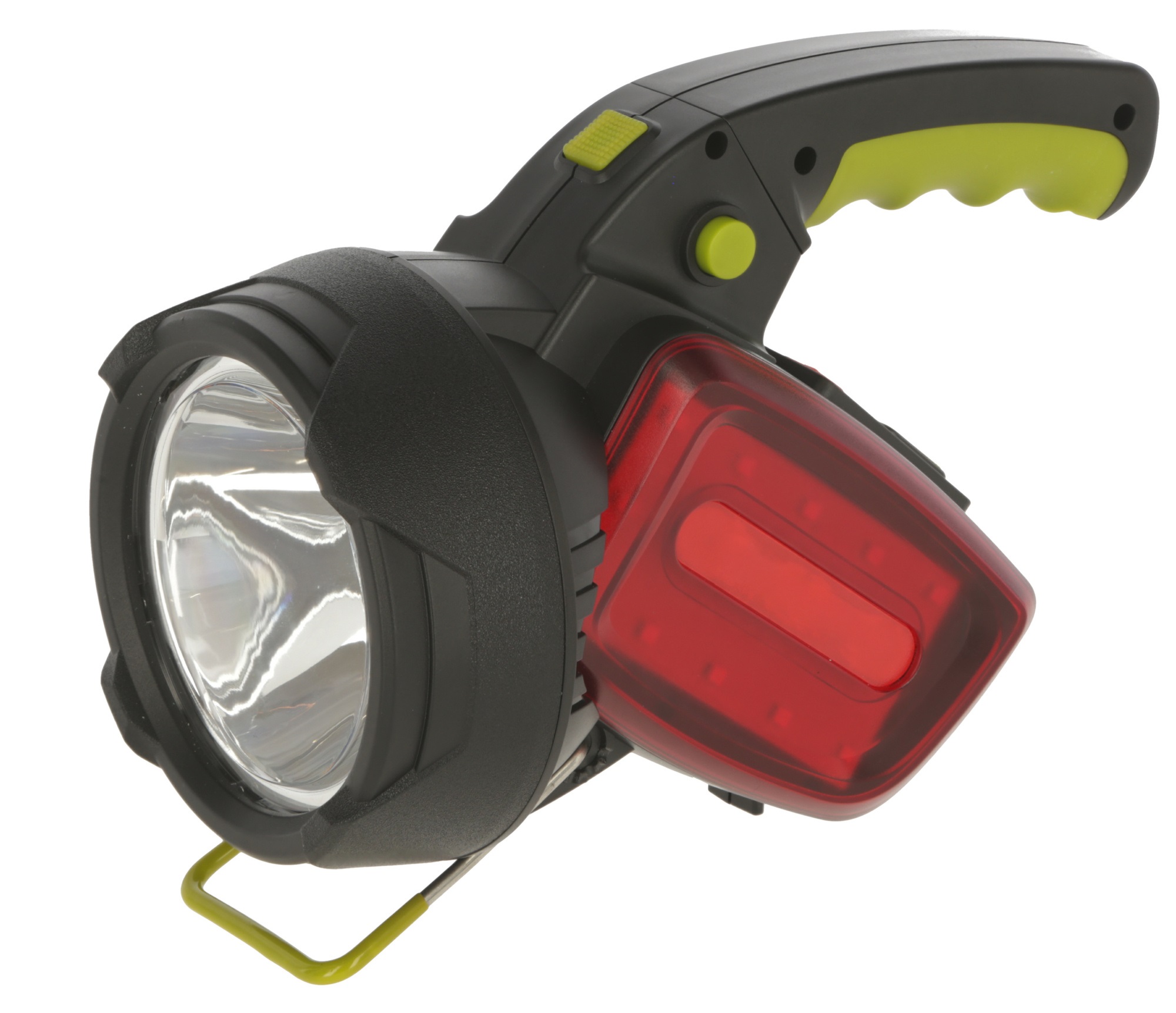 Handlamp met twee verlichtingniveaus en lampen aan de zijkant (wit licht en rood knipperlicht).