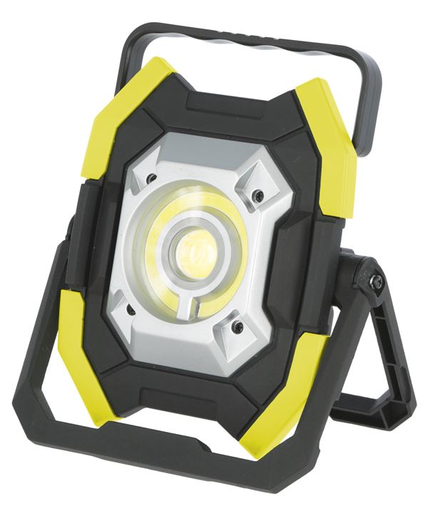 Mobiele werk ledalmp met powerbank-functie. Geschikt voor toepassing buitenshuis.