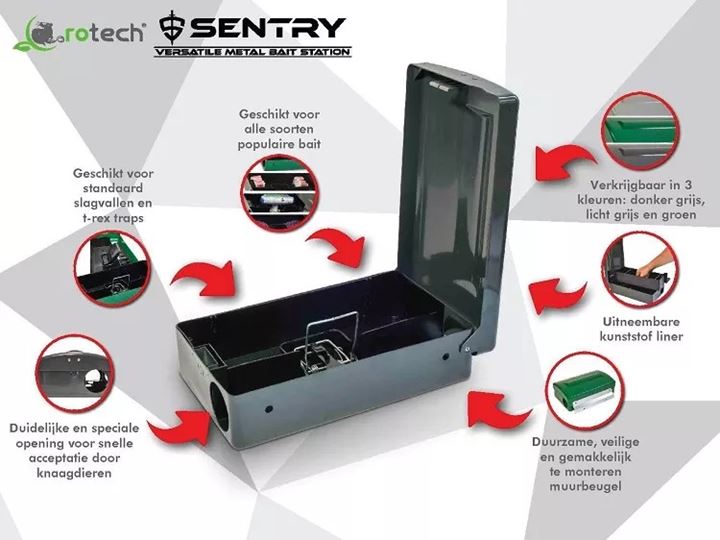 De Rotech Sentry, hoogwaardig, extreem sterk en veelzijdig metalen lokaasstatio.