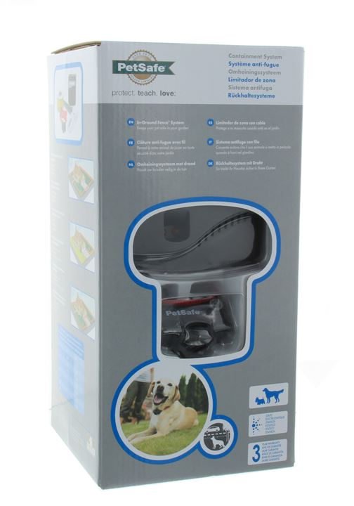 Smart fence voor kleine/middelgrote honden, 150m draad. Complete set voor 1 hond. Het systeem werkt door middel van een zenderhalsband en een ondergrondse omheining.