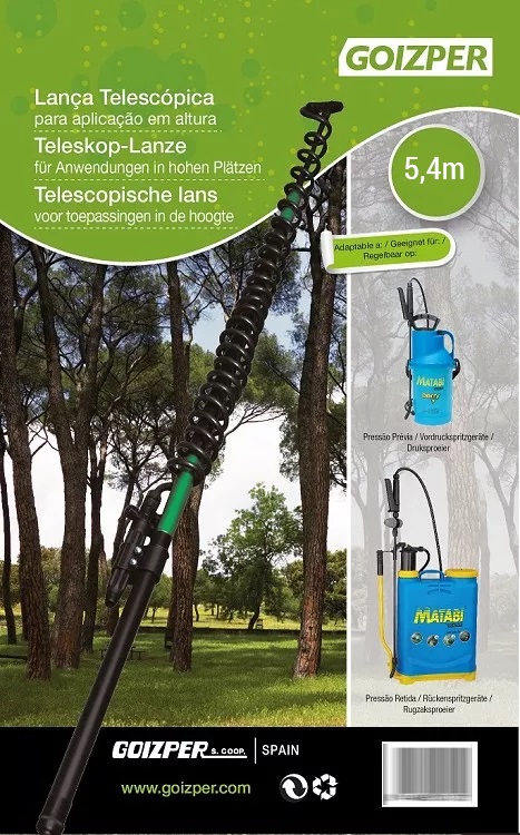 Telescopische glasvezellans van 5,4 meter voor hoog sproeien.