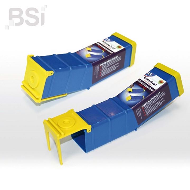 “Slimme” val met kantelmechanisme.Voor het gemakkelijk vangen en opnieuw uitzetten van muizen