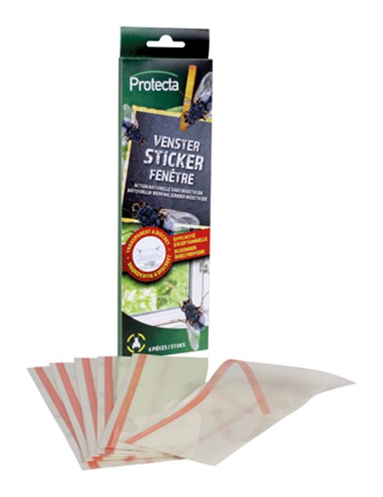 Raamsticker met natuurlijke werking zonder insecticide.