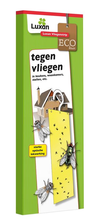 Een beproefde methode om vliegen op eenvoudige wijze weg te vangen. De Luxan Vliegenstrip bevat geen insecticiden.
