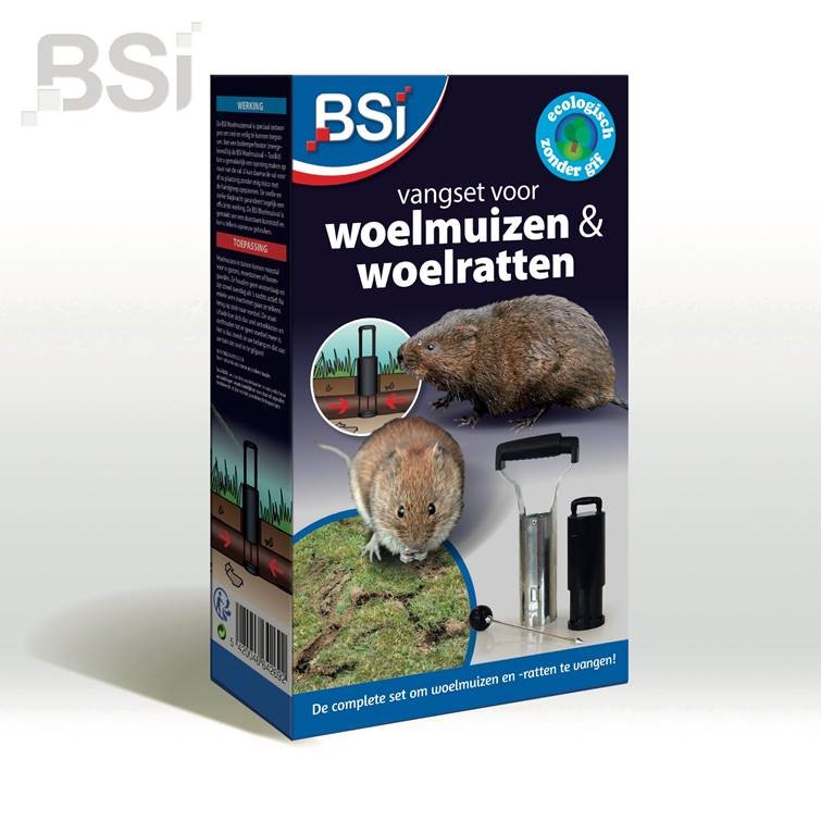 Een totaalpakket om met succes woelmuizen en woelratten te vangen.