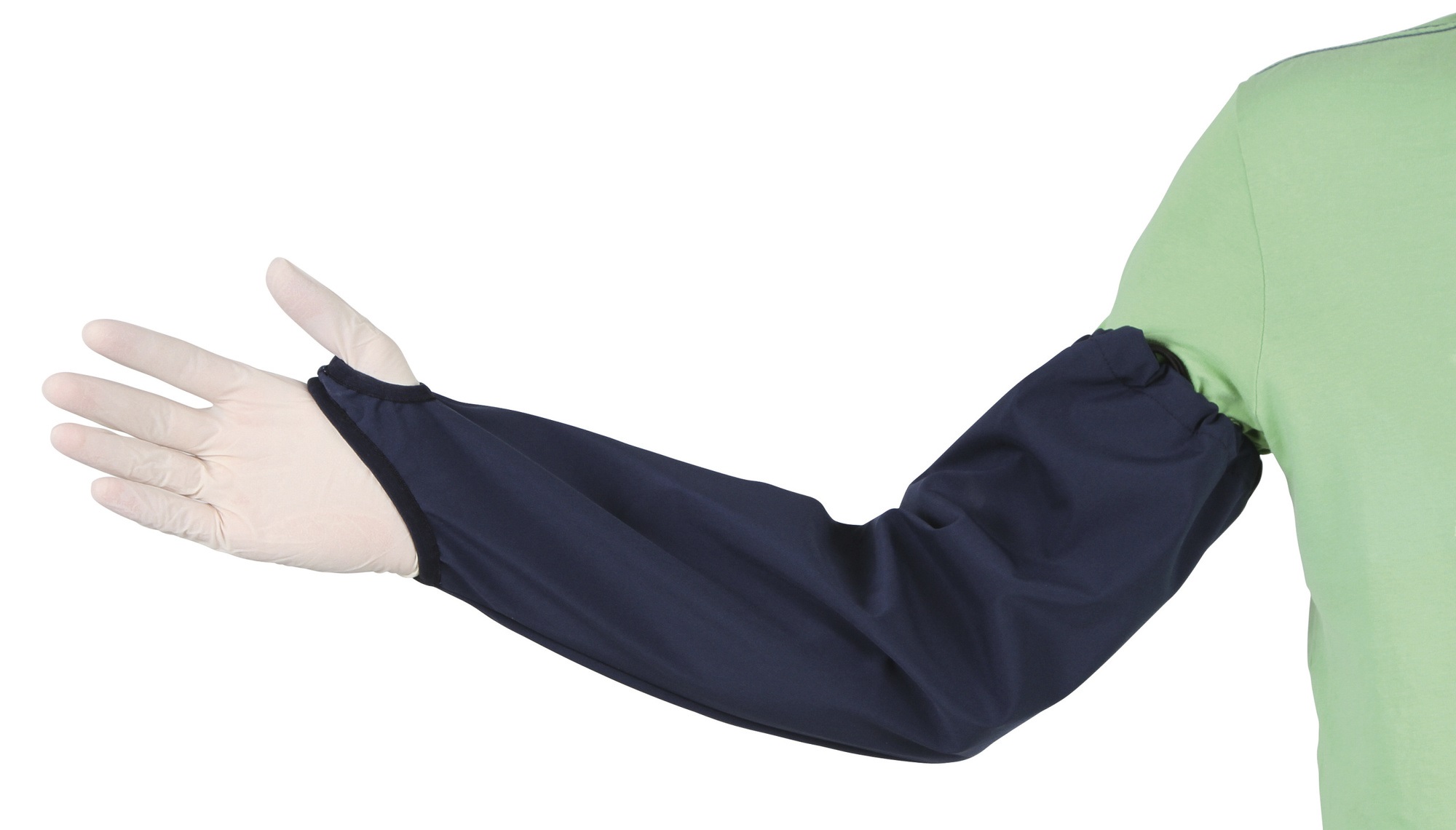 Mouwbeschermer van elastisch softshell materiaal.