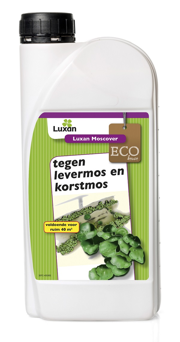 Luxan Moscover is een natuurlijk middel ter bestrijding van levermossen en groene aanslag