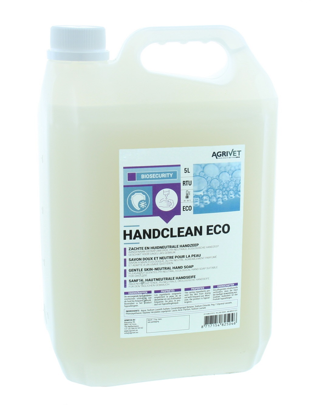 Mild parfumeerde ecologische handzeep met extra huidverzorging. Hierdoor geschikt voor dagelijks gebruik en is pH huidneutraal..