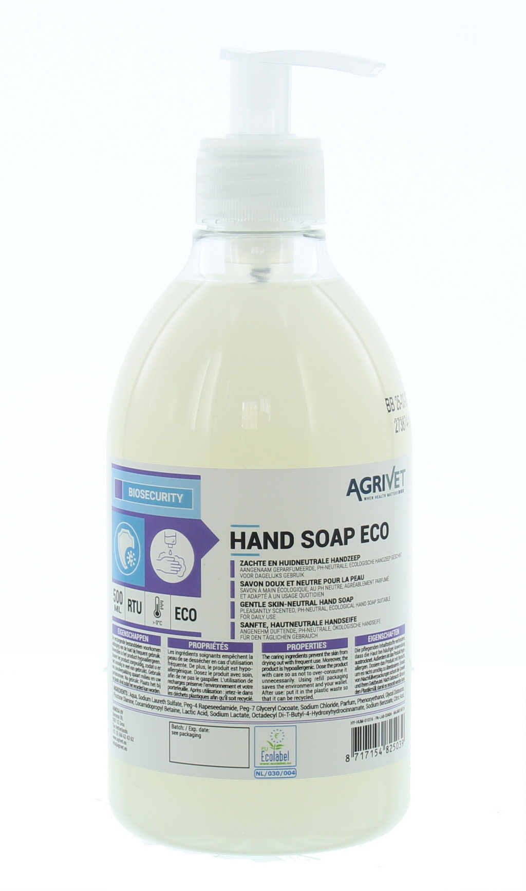 Mild parfumeerde ecologische handzeep met extra huidverzorging. Hierdoor geschikt voor dagelijks gebruik en is pH huidneutraal.