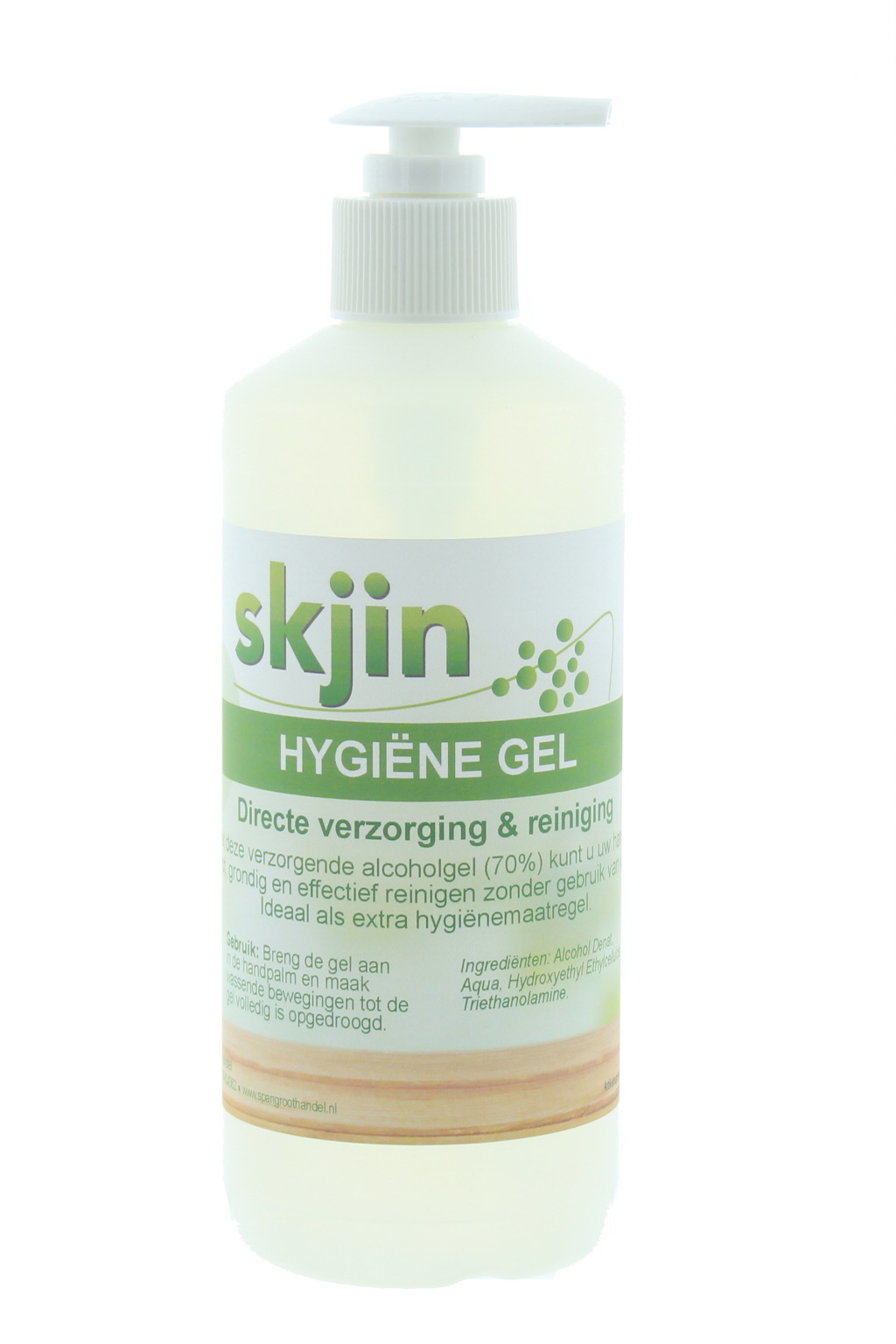 Verzorgende en reinigende gel op basis van 70% alcohol en glycerine