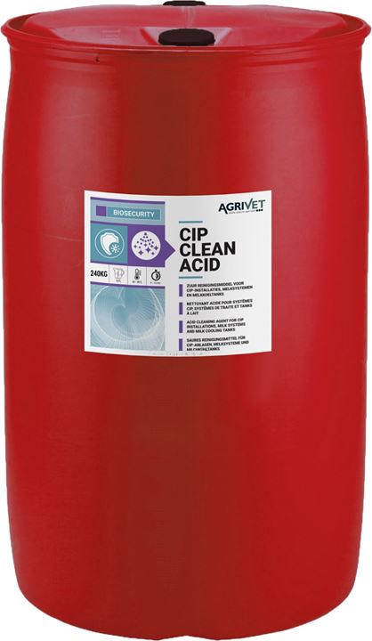Zuur reinigingsmiddel voor CIP-installaties, melksystemen en melkkoeltanks.
