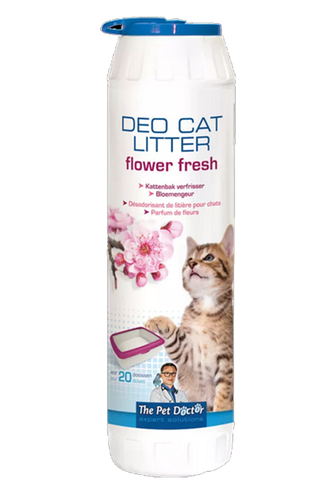 Cat Litter Flower Fresh poeder met bloemengeur neutraliseert en maskeert onaangename geurtjes. Op deze manier blijft de kattenbak langer fris ruiken.