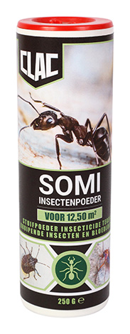 Strooipoeder tegen mieren, spinnen en andere kruipende insecten, alsook bloedluizen bij pluimvee.